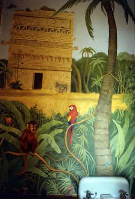 jungle mural and sink